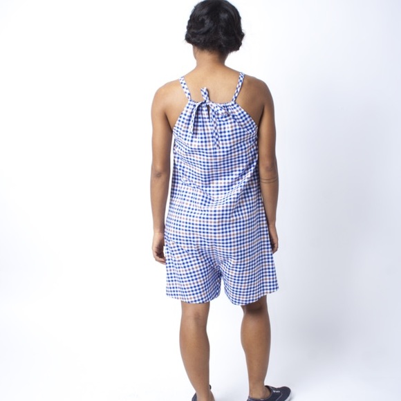 PETITE Carleen Checker Halter Romper - Picture 6 of 10